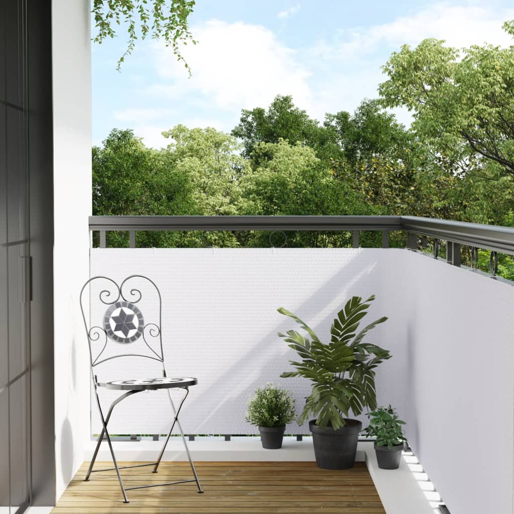 vidaXL Balkon-Sichtschutz Weiß 400x90 cm Poly Rattan