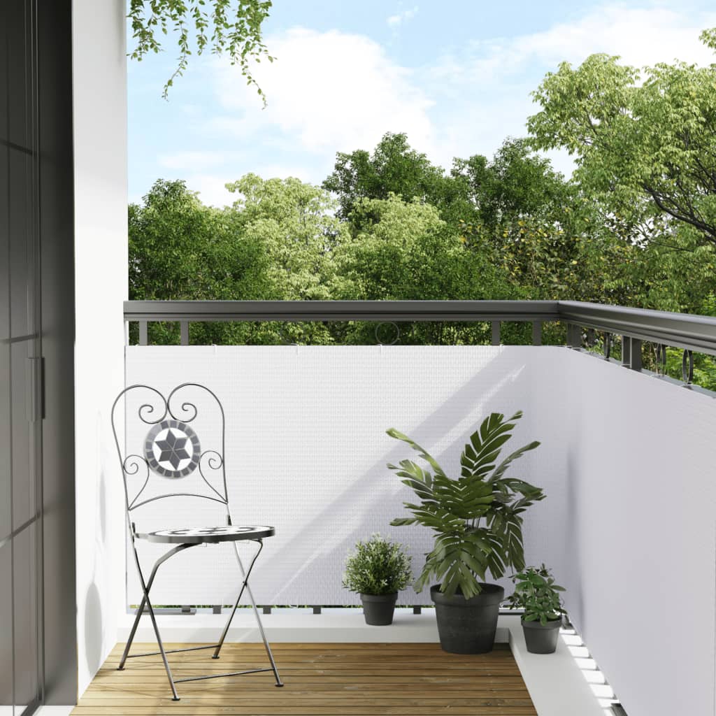 vidaXL Balkon-Sichtschutz Weiß 600x90 cm Poly Rattan