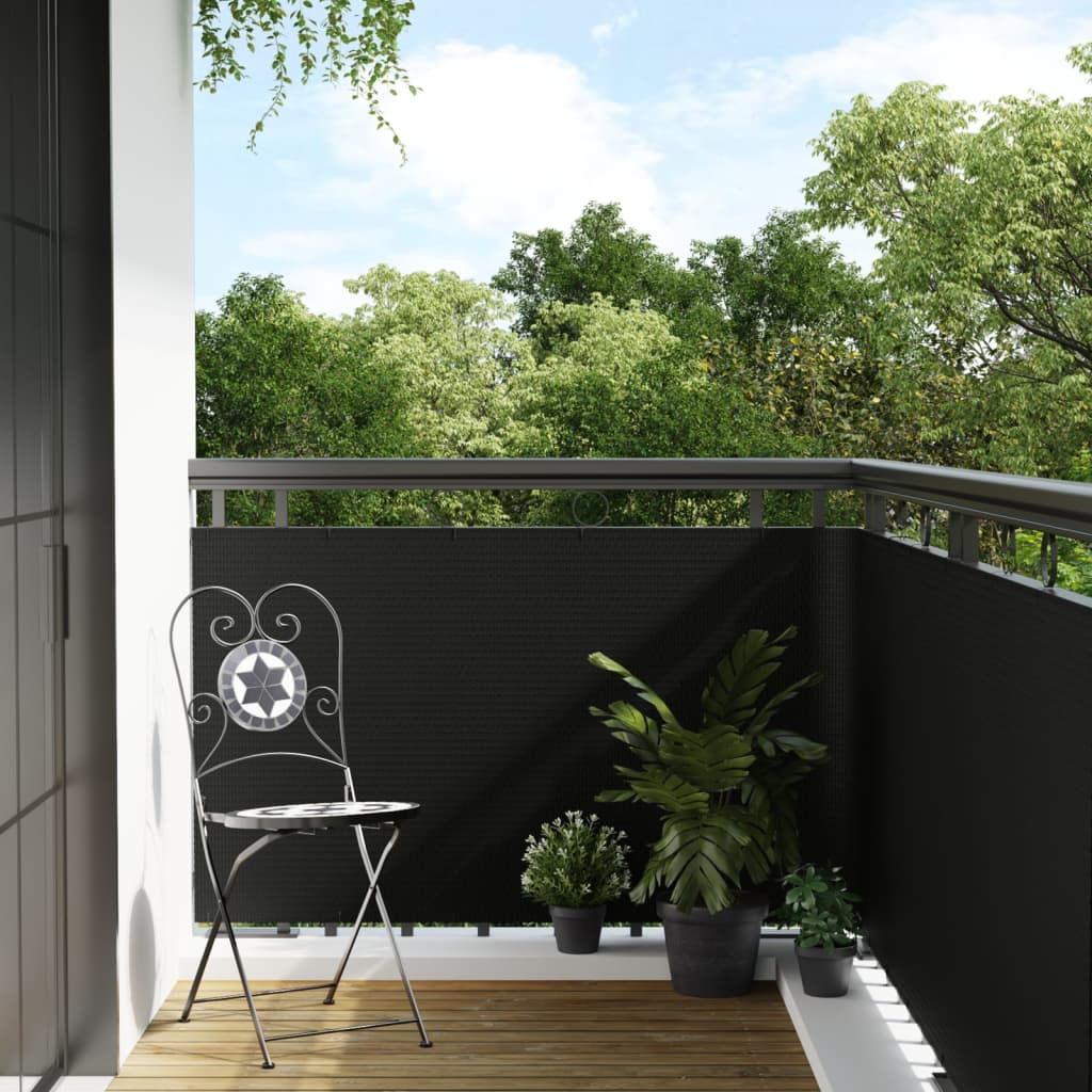 vidaXL Paravan pentru balcon, negru, 400x80 cm, poliratan