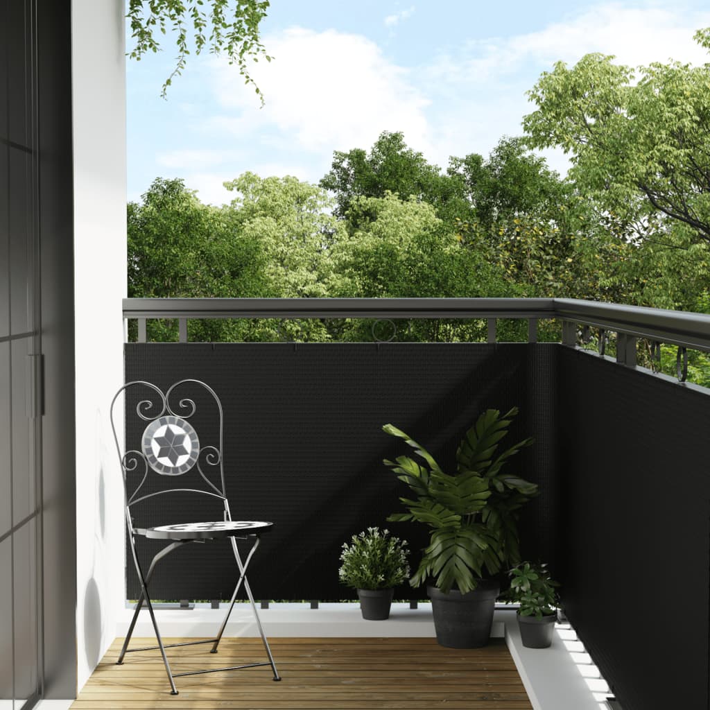 vidaXL Paravan pentru balcon, negru, 500x90 cm, poliratan