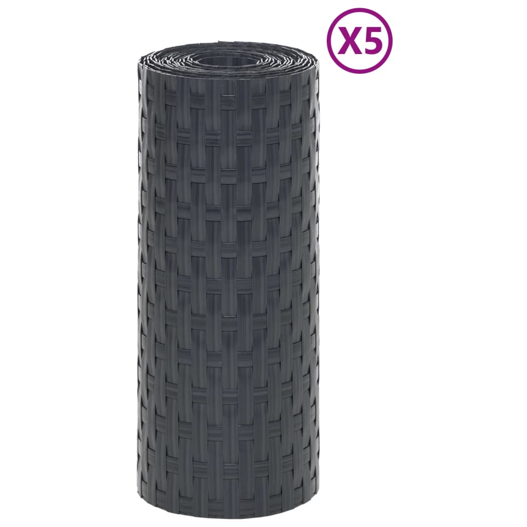 vidaXL Paravane pentru balcon, 5 buc., antracit, 255x19 cm, poliratan