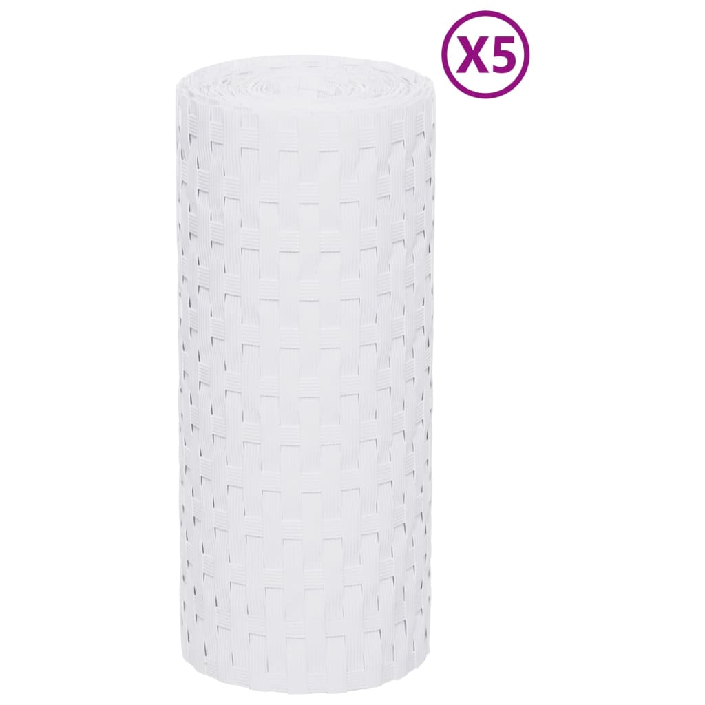 Thumbnail - vidaXL Balkon-Sichtschutze 5 Stk. Weiß 255x19 cm Poly Rattan