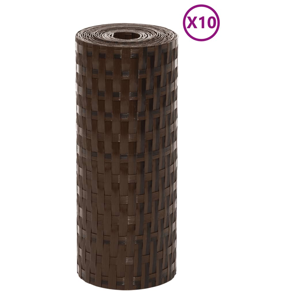vidaXL Balkonschermen 10 st 255x19 cm poly rattan bruin en zwart afbeelding