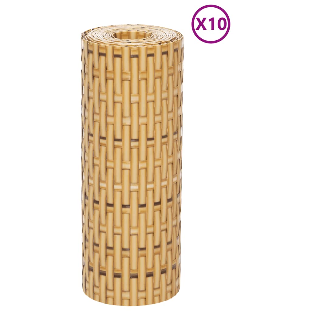 vidaXL Balkonschermen 10 st 255x19 cm poly rattan lichtbruin afbeelding