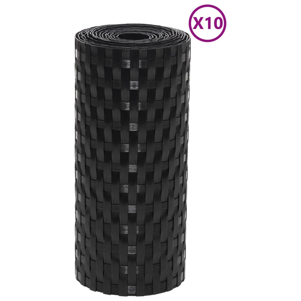 vidaXL Balkonschermen 10 st 255x19 cm poly rattan zwart afbeelding