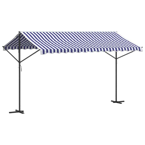 vidaXL eraldiseisev varikatus, sinine/valge, 400x300 cm, kangas, teras