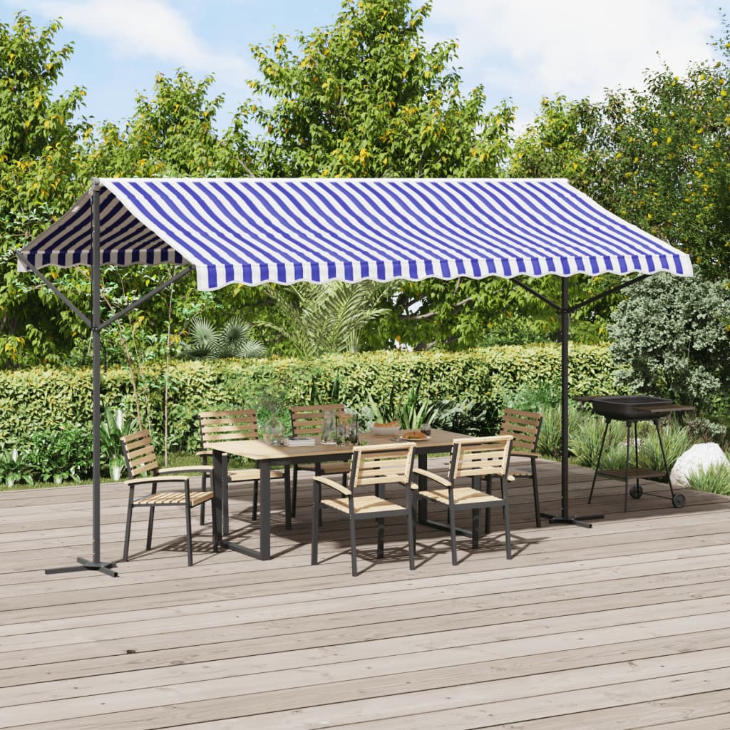 vidaXL Freistehende Markise Blau und Weiß 400x300 cm Stoff und Stahl