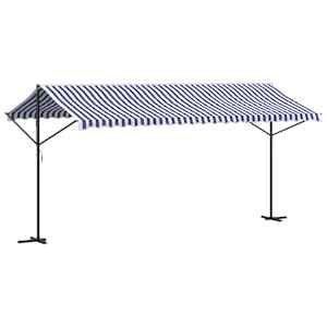vidaXL eraldiseisev varikatus, sinine/valge, 500x300 cm, kangas, teras