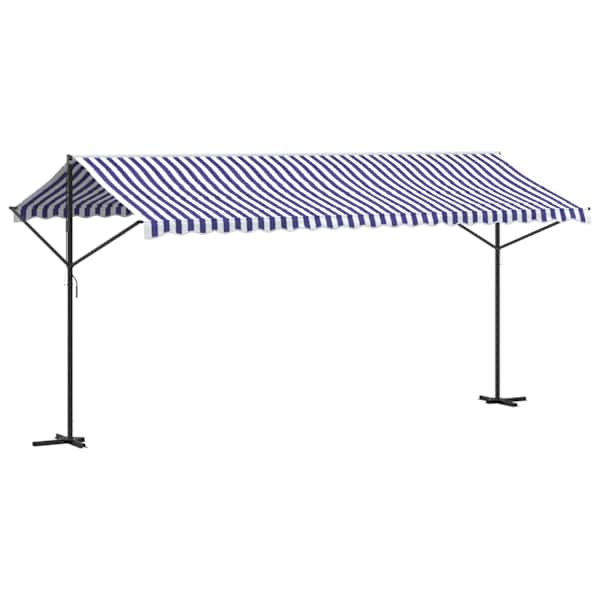 vidaXL eraldiseisev varikatus, sinine/valge, 500x300 cm, kangas, teras