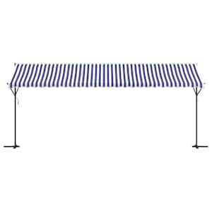 Volně stojící markýza modrá a bílá 600 x 300 cm textil a ocel - obrázek 3