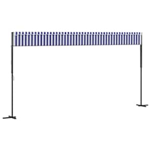 Volně stojící markýza modrá a bílá 600 x 300 cm textil a ocel - obrázek 6