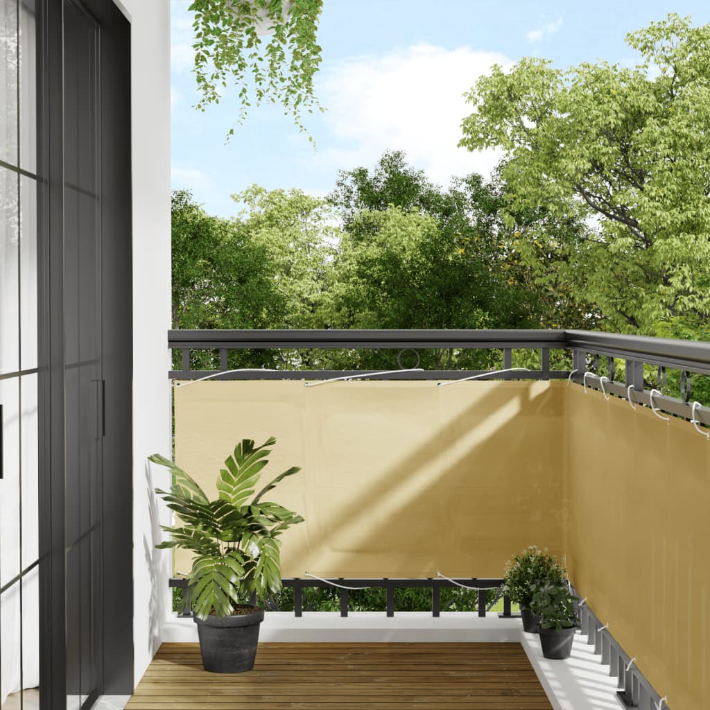 vidaXL Paravan de balcon, nisipiu, 75x300 cm, 100% poliester oxford