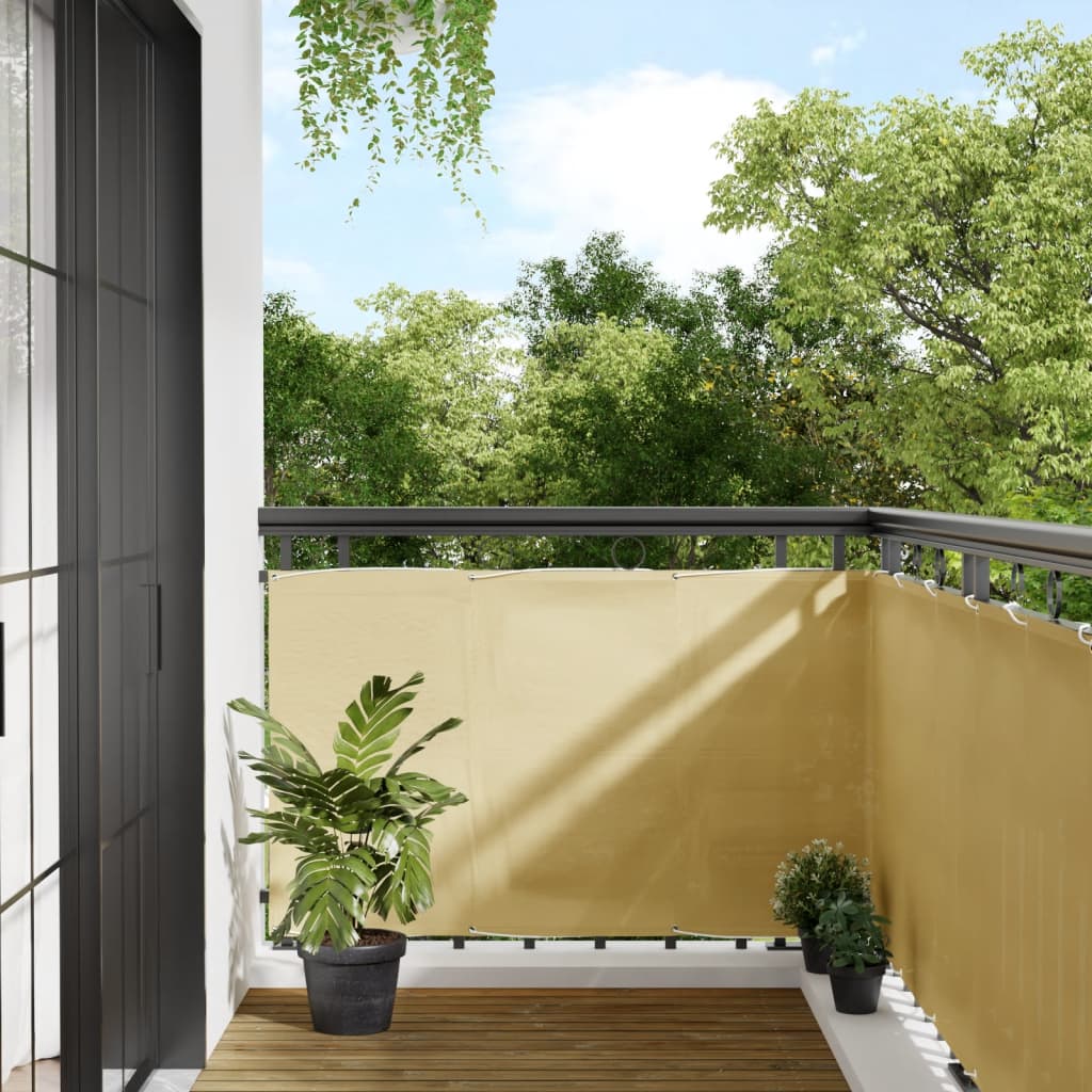 vidaXL Paravan de balcon, nisipiu, 90x300 cm, 100% poliester oxford