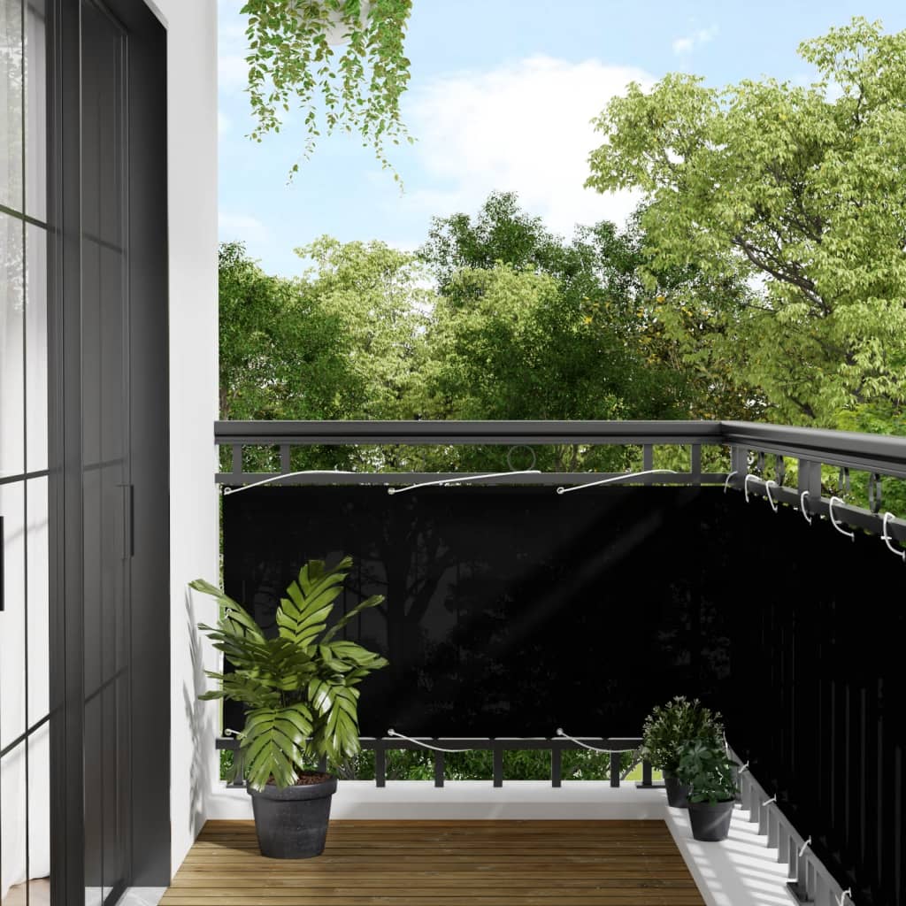 vidaXL Paravan de balcon, negru, 75x700 cm, 100% poliester oxford