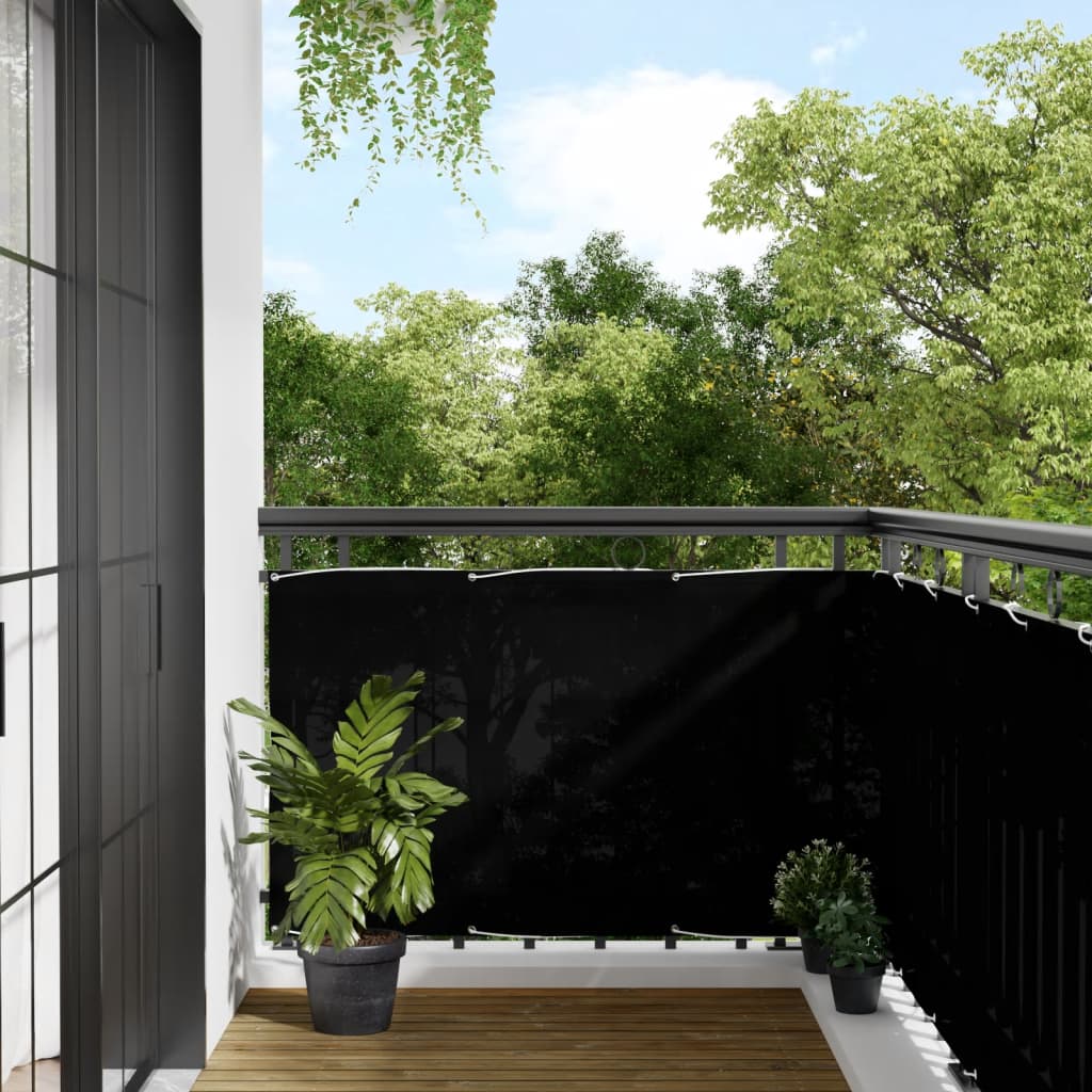 vidaXL Paravan de balcon, negru, 90x800 cm, 100% poliester oxford