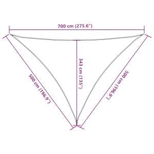 Senčno jadro bež 7x5x5 m 100 % poliester oxford - slika 10