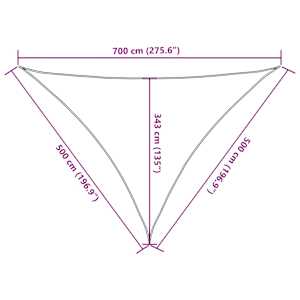 Senčno jadro črno 7x5x5 m 100 % poliester oxford - slika 10