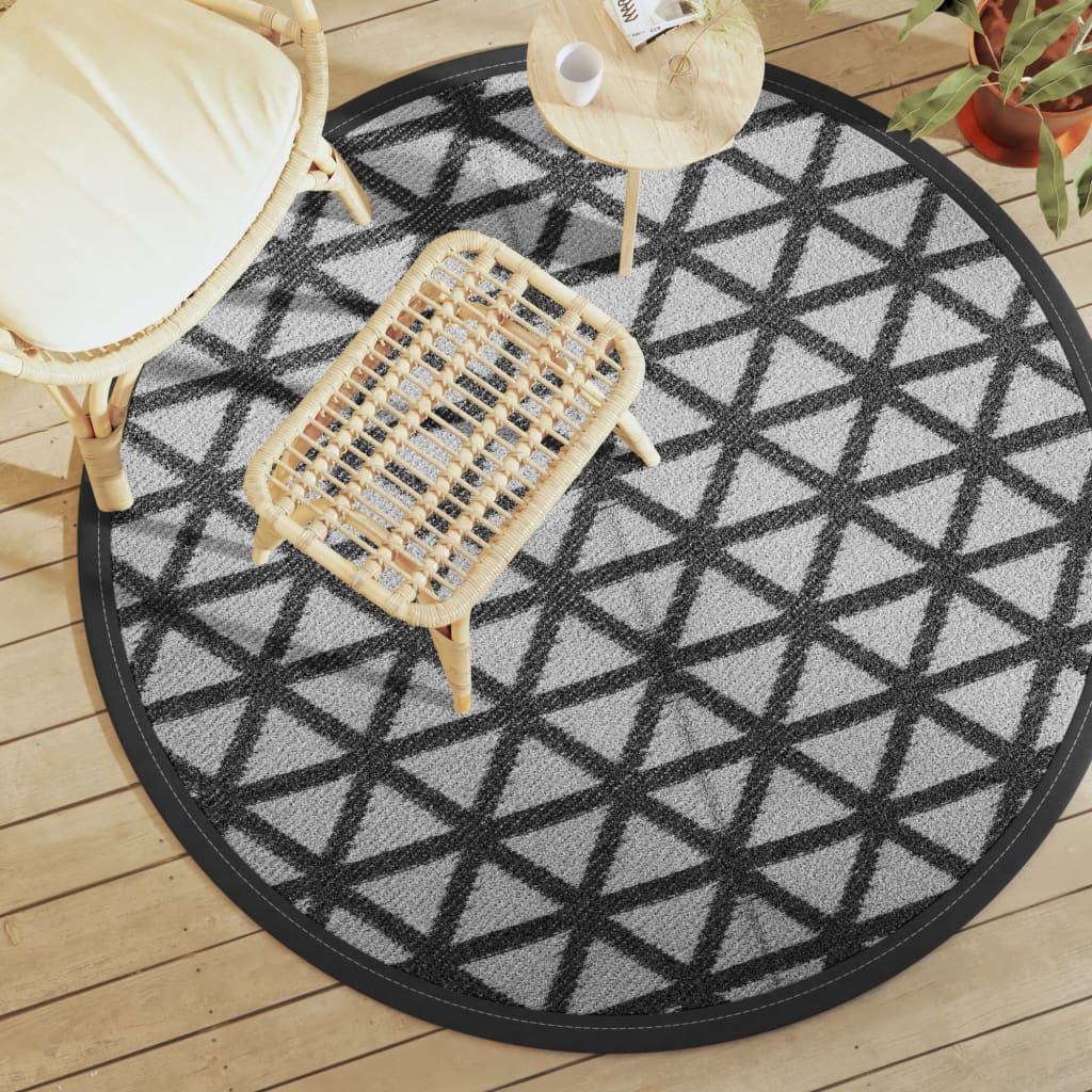 vidaXL Outdoor-Teppich ARAKIL Schwarz Ø160 cm PP