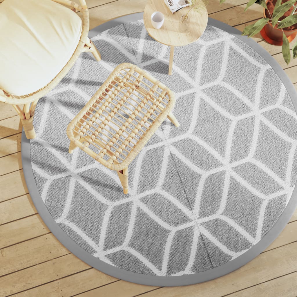 vidaXL Outdoor-Teppich ARAKIL Grau Ø160 cm PP