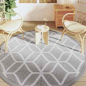 vidaXL Buitenkleed ARAKIL Ø 200 cm polypropeen grijs