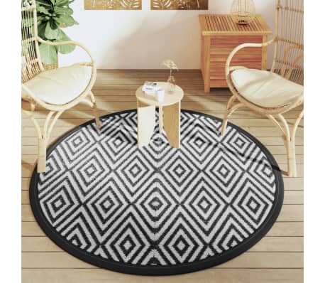 vidaXL Venkovní koberec ARAKIL bílý a černý Ø 160 cm PP