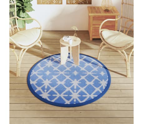 vidaXL Tapete de exterior &Oslash;120 cm ARAKIL PP azul e branco