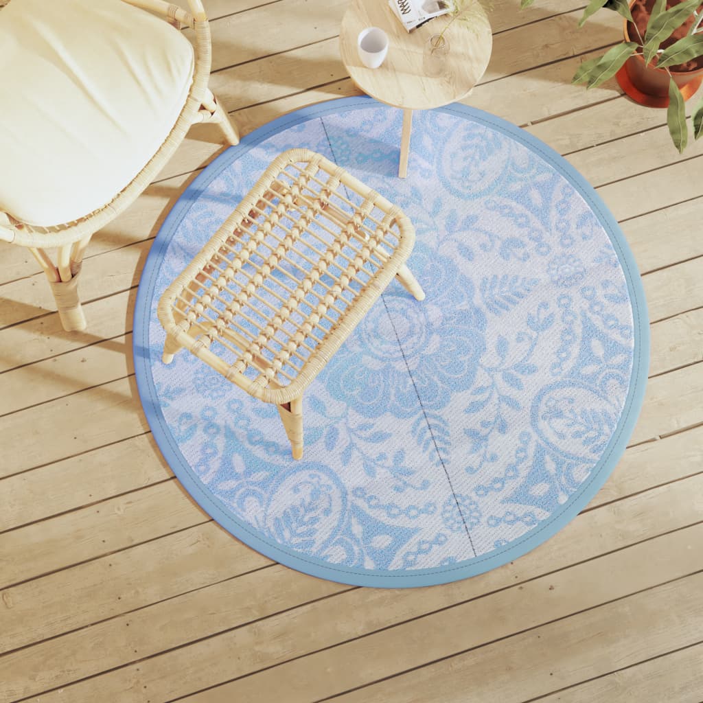 vidaXL Outdoor-Teppich ARAKIL Baby Blau Ø120 cm PP