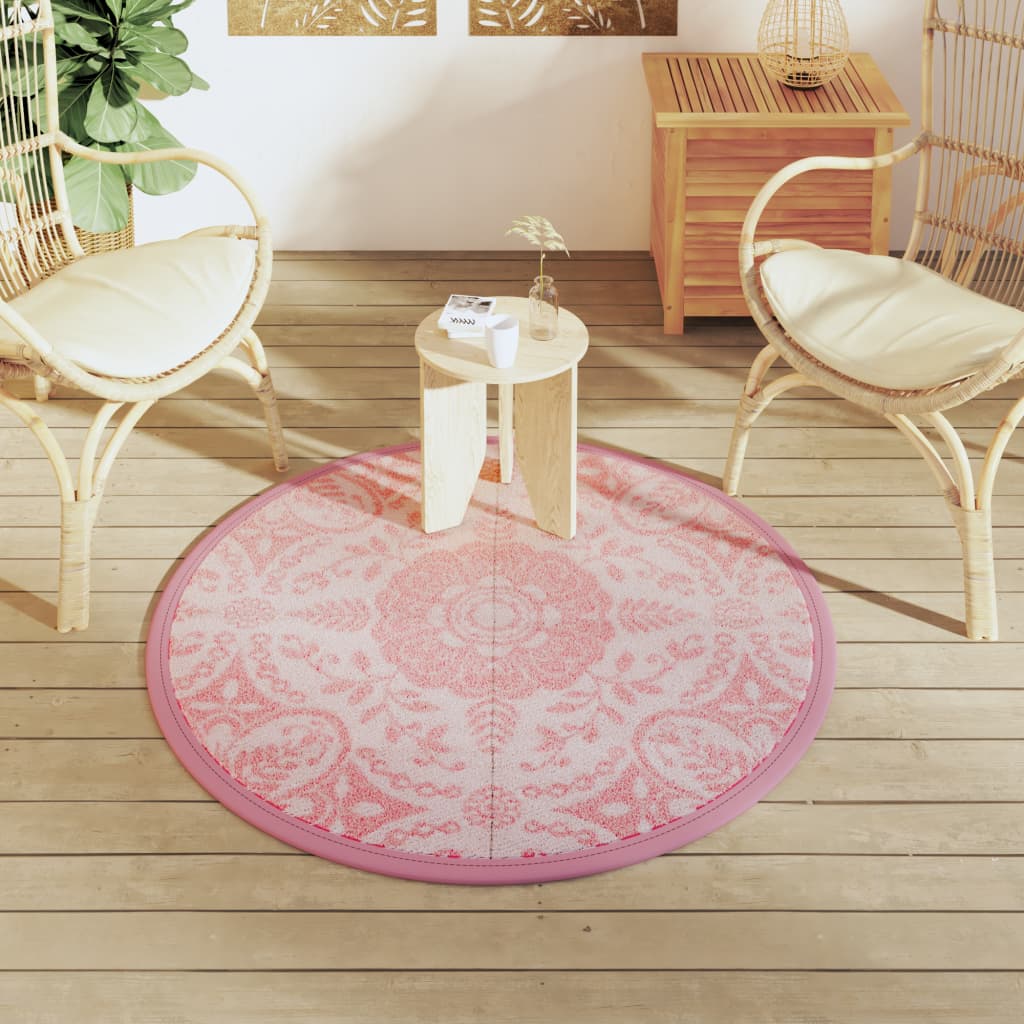 vidaXL Buitenkleed ARAKIL Ø120 cm polypropeen roze afbeelding