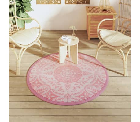vidaXL Vanjski tepih ARAKIL ružičasti &Oslash; 120 cm PP
