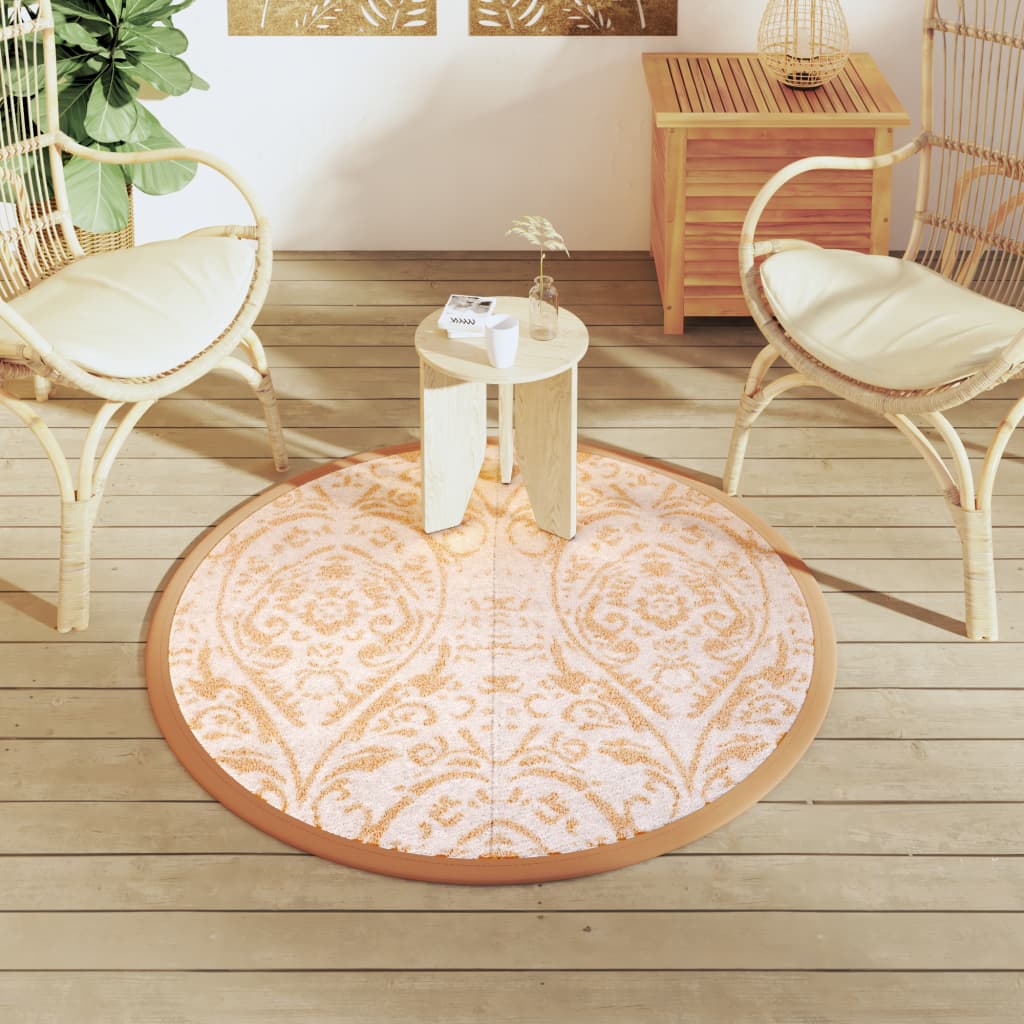 vidaXL Buitenkleed ARAKIL Ø120 cm polypropeen oranje en wit afbeelding