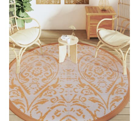 vidaXL Tapis d'ext&eacute;rieur ARAKIL orange et blanc &Oslash;200 cm PP