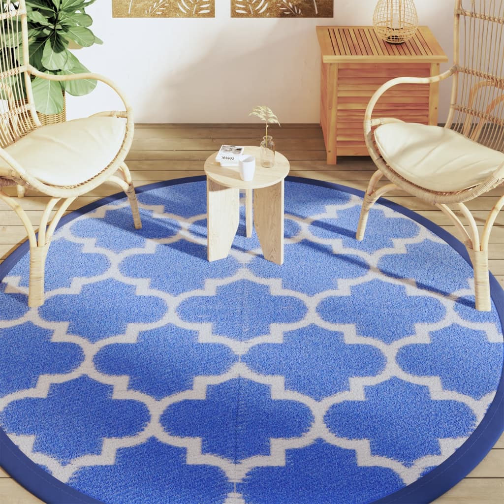 vidaXL Buitentapijt ARAKIL Ø 200 cm polypropeen blauw afbeelding