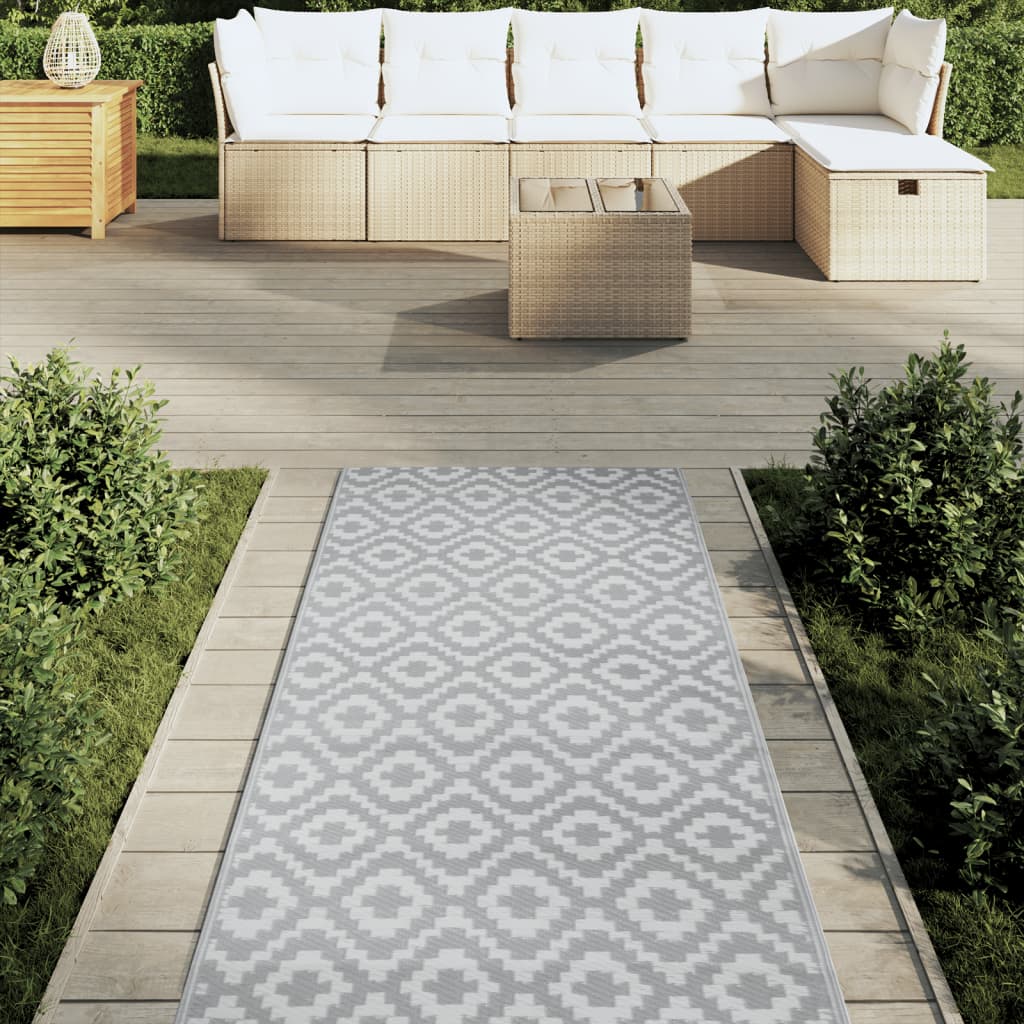 vidaXL Buitenkleed ARAKIL 80x250 cm PP grijs