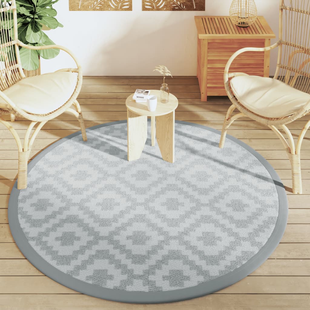 vidaXL Buitenkleed ARAKIL Ø160 cm polypropeen grijs afbeelding