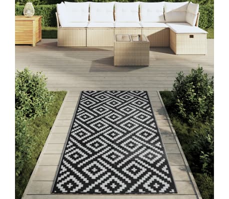 vidaXL Outdoor-Teppich ARAKIL Wei&szlig; und Schwarz 80x150 cm PP