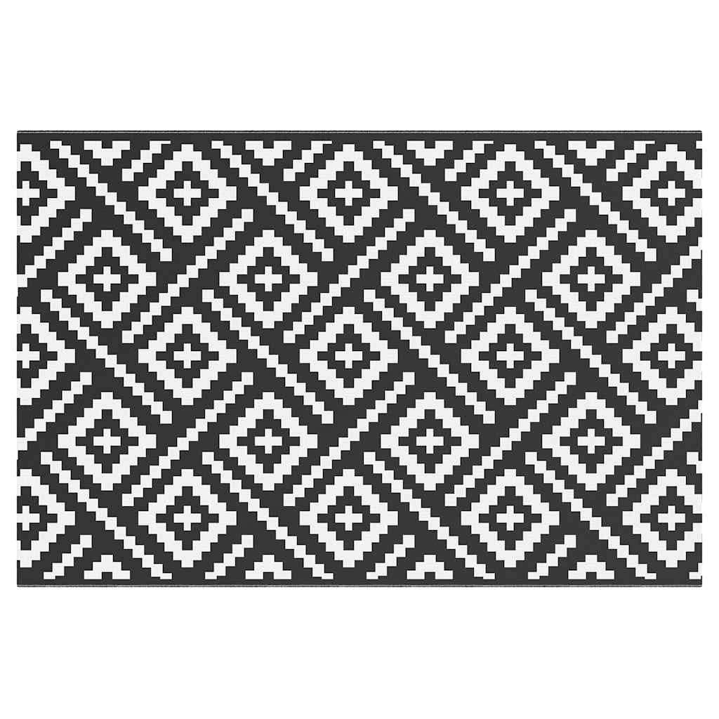Thumbnail - vidaXL Outdoor-Teppich ARAKIL Weiß und Schwarz 120x180 cm PP