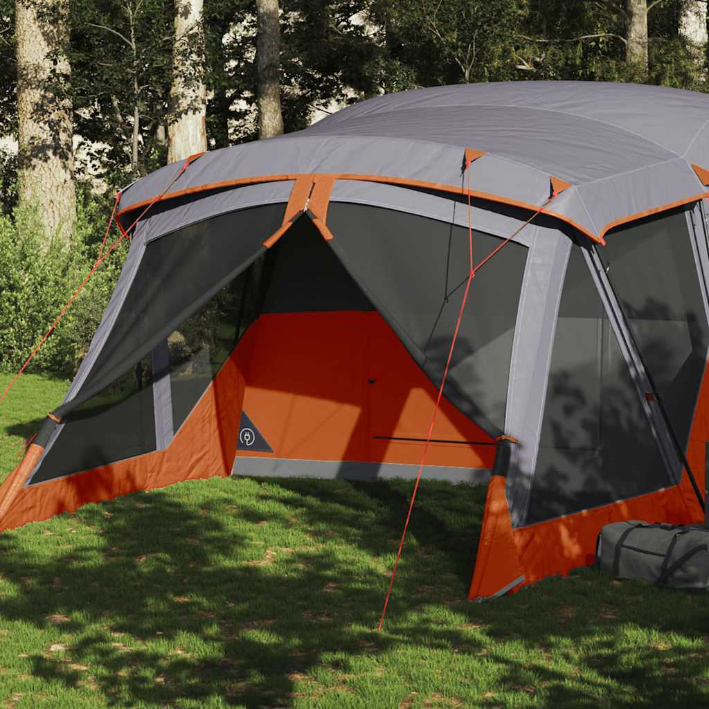 vidaXL Cort de camping cu verandă 4 persoane, portocaliu, impermeabil