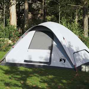 Šotor za kampiranje za 6 oseb bel z zatemnitvijo