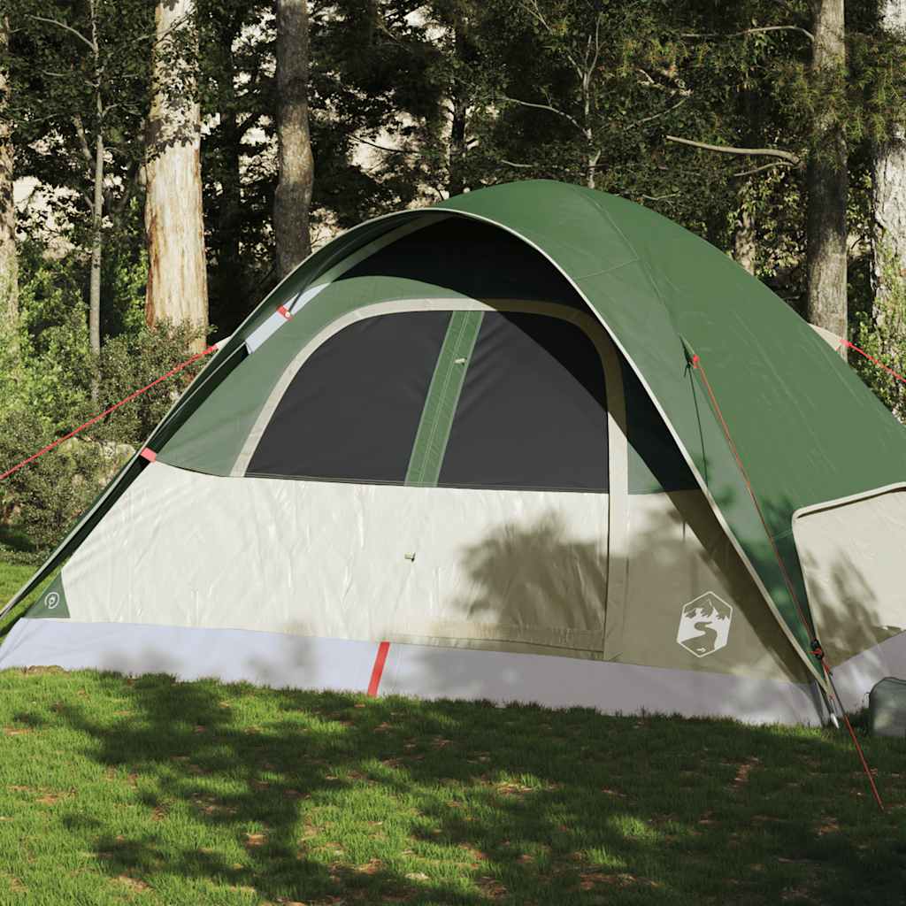 vidaXL Cort de camping cupolă pentru 6 persoane, verde, impermeabil