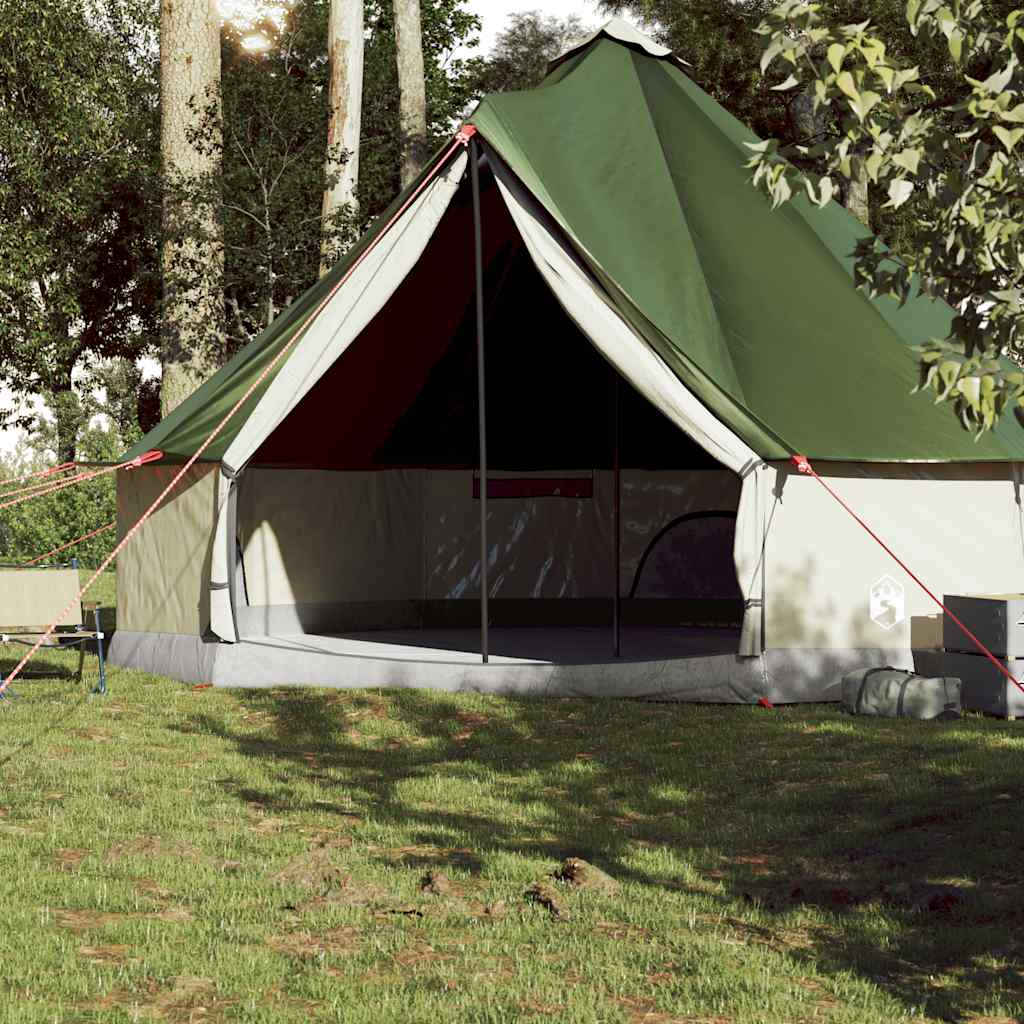 vidaXL Cort de familie Tipi pentru 10 persoane, verde, impermeabil
