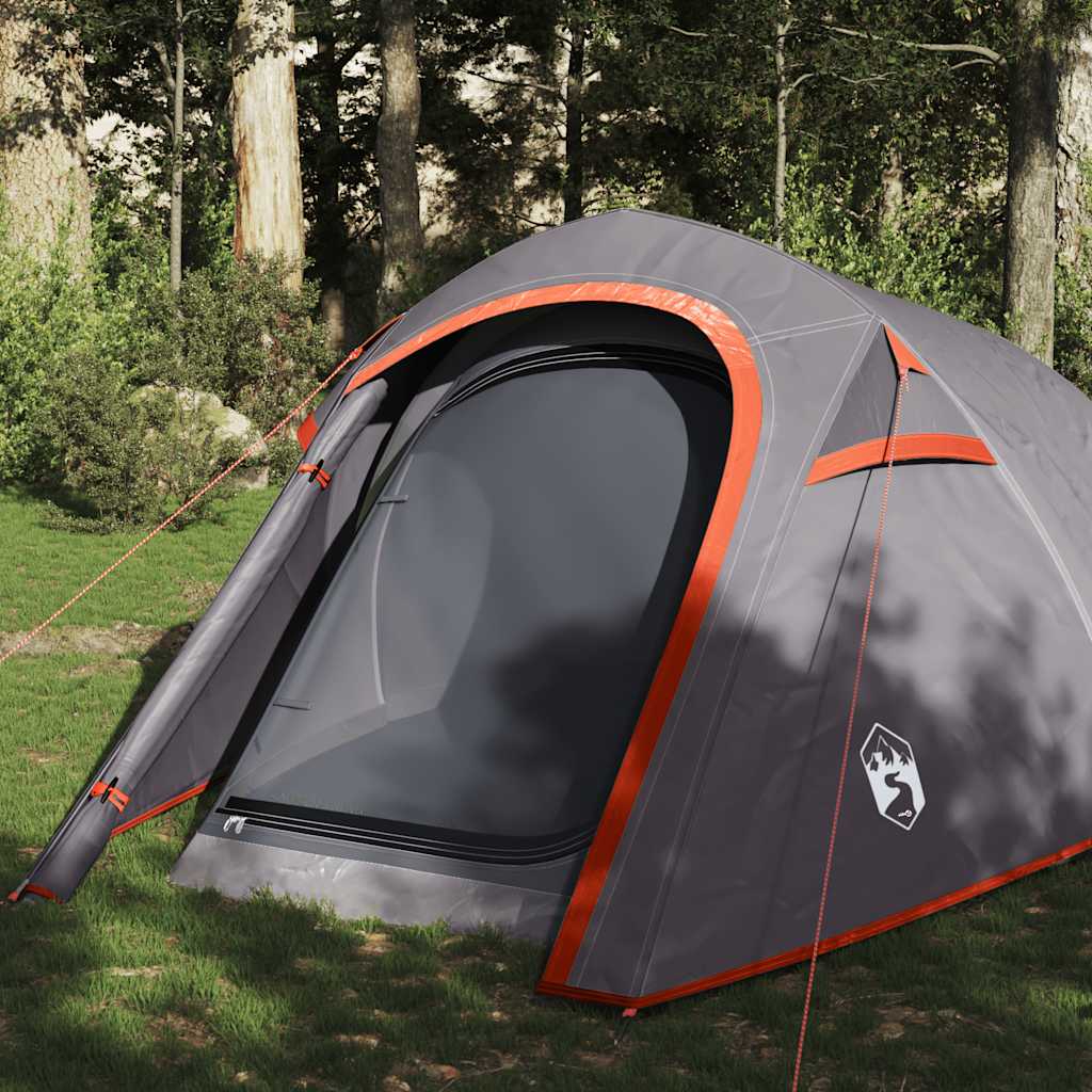 vidaXL Cort de camping tunel 3 persoane, gri/portocaliu, impermeabil