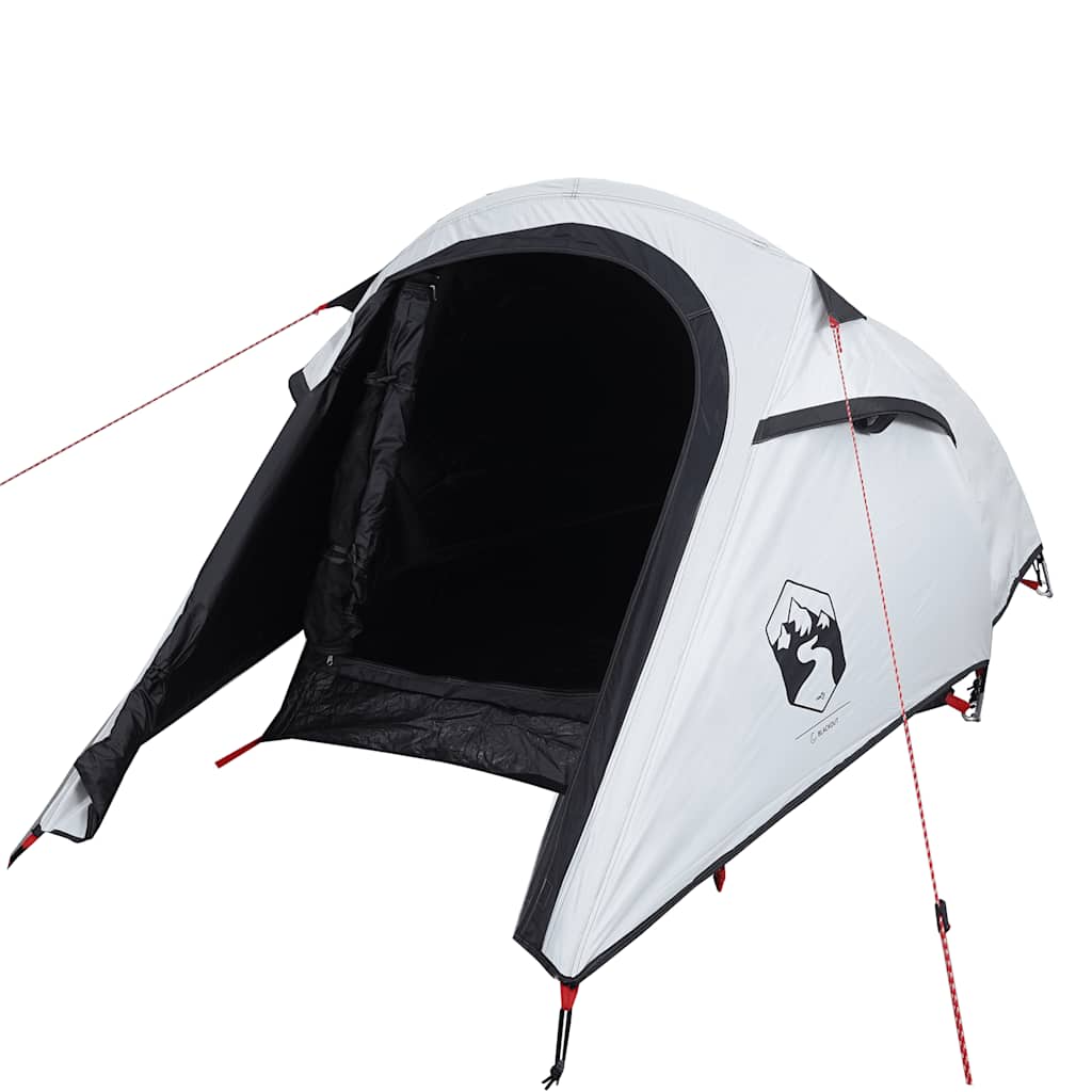 vidaXL Cort camping tunel 2 persoane, alb, țesătură opacă, impermeabil