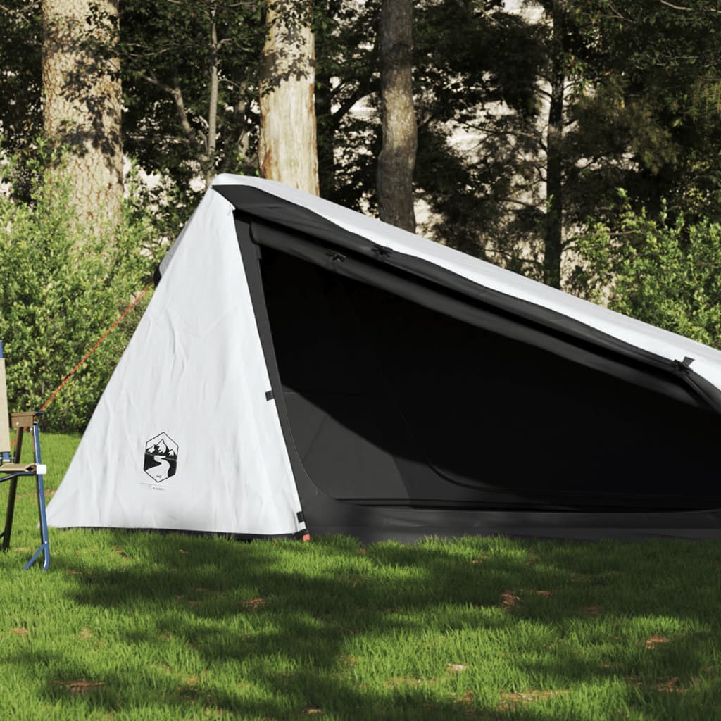 vidaXL Cort camping tunel 1 persoană, alb, țesătură opacă, impermeabil