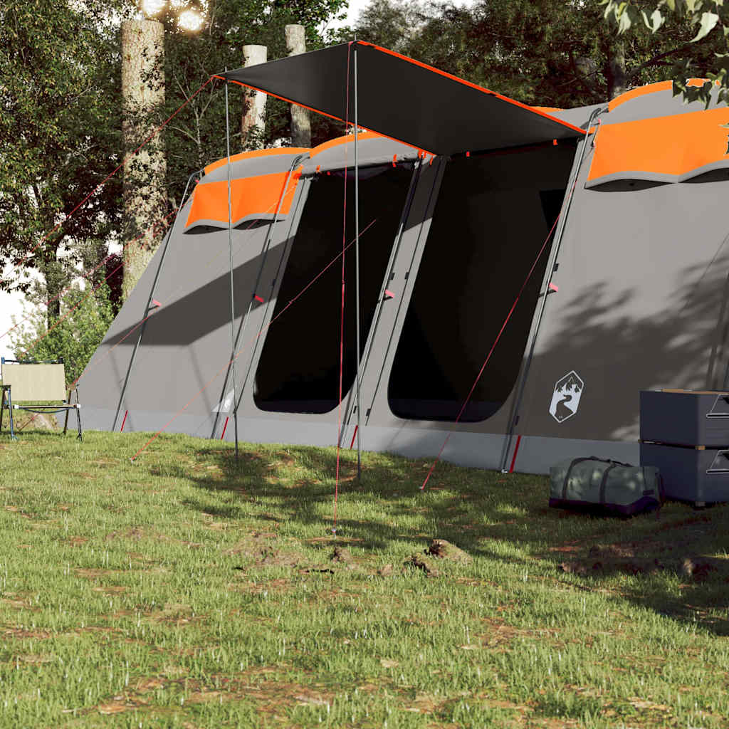 vidaXL Tunneltent 8-persoons waterdicht grijs en oranje afbeelding