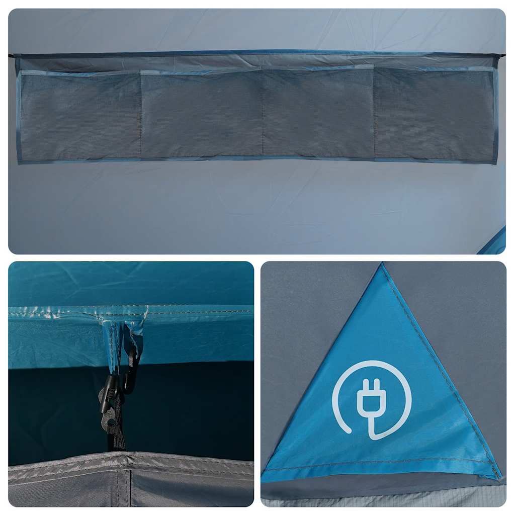 Šotor za kampiranje za 3 osebe moder vodoodporen - slika 13