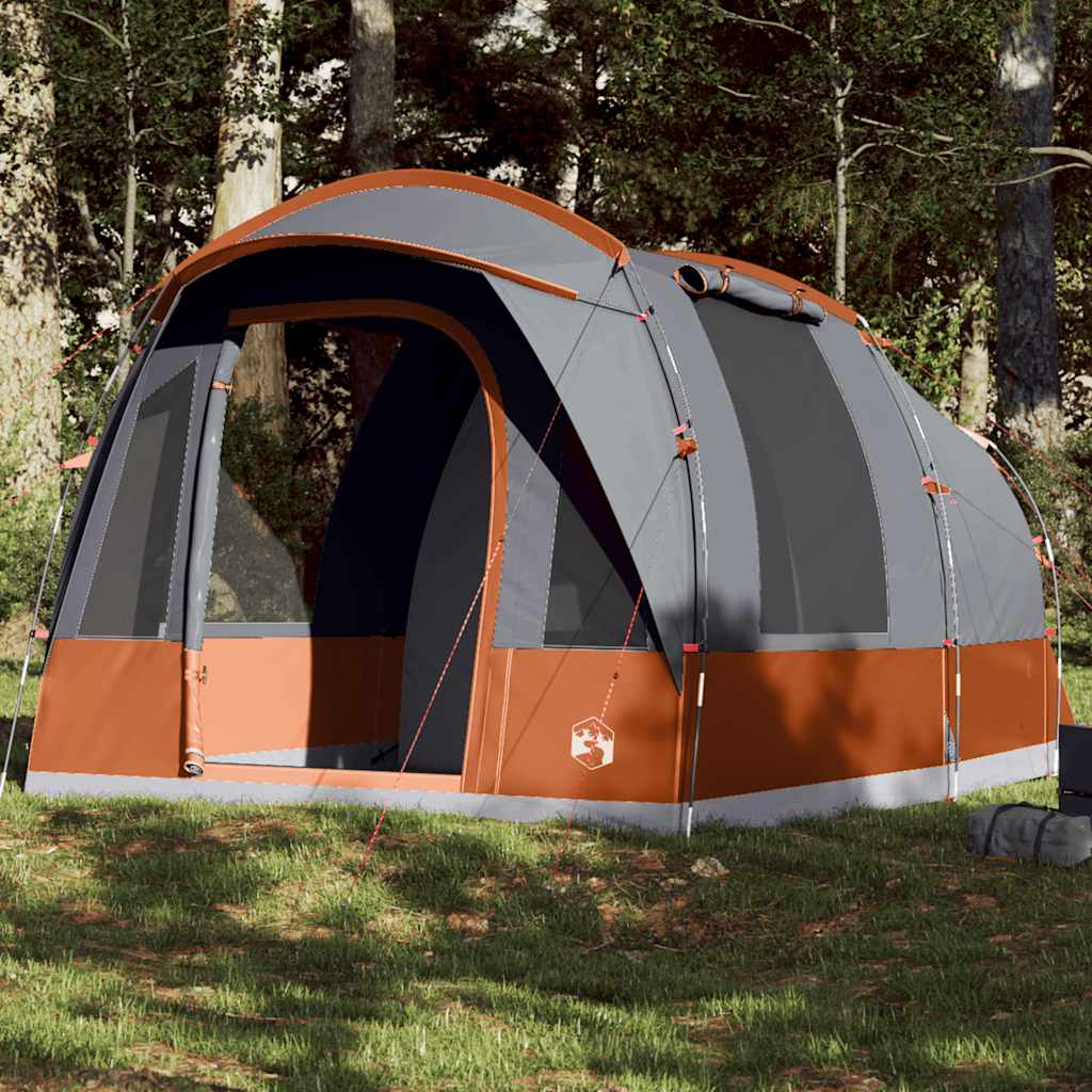 vidaXL 3-personers campingtelt vandtæt grå og orange