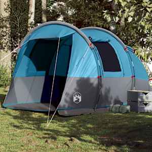 Šotor za kampiranje za 4 osebe moder vodoodporen