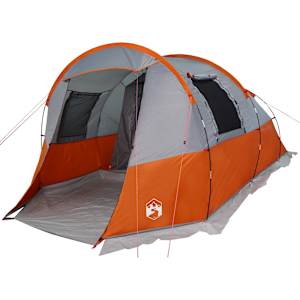 Kempingový stan tunel pro 4 osoby šedý a oranžový nepromokavý - obrázek 2