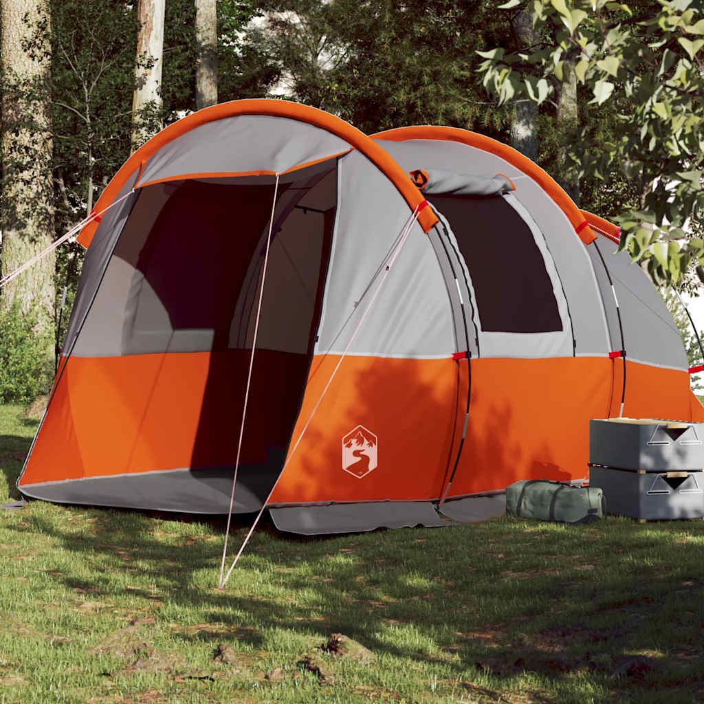 vidaXL 4-personers campingtelt vandtæt grå og orange