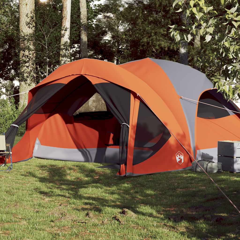 Photos - Tent VidaXL Family  Cabin 6-Person Grey and Orange Waterproof 